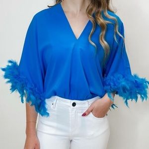 Feathered sleeved bodysuit